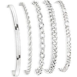 Gold Bracelets Set for Women Stacking Delicate Chunky Beaded Dainty Jewelry